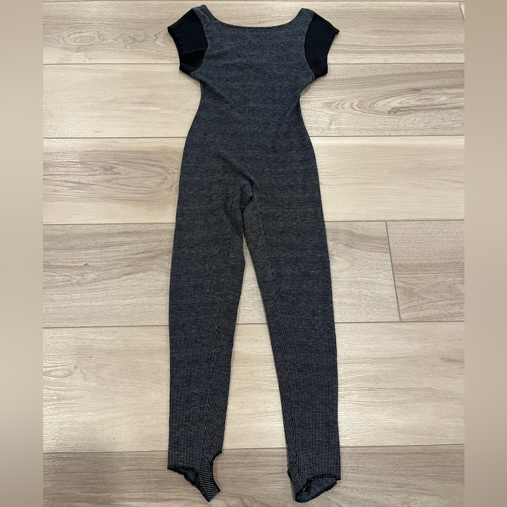 RARE VTG 80s Flexatard Unitard Body Designs By Gilda Size S Small Black Grey USA
